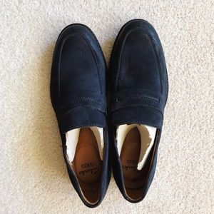 Navy Suede Clarks loafers Size 8.5